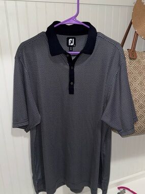 FootJoy Black Micro-Dot Golf Polo with Black Trim